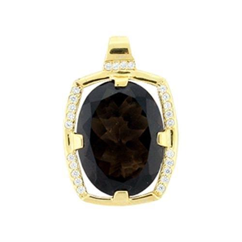 JCEA373 Gold 925 Sterling Silver Pendant with AAA Grade CZ  in Smoky Topaz-Default Title