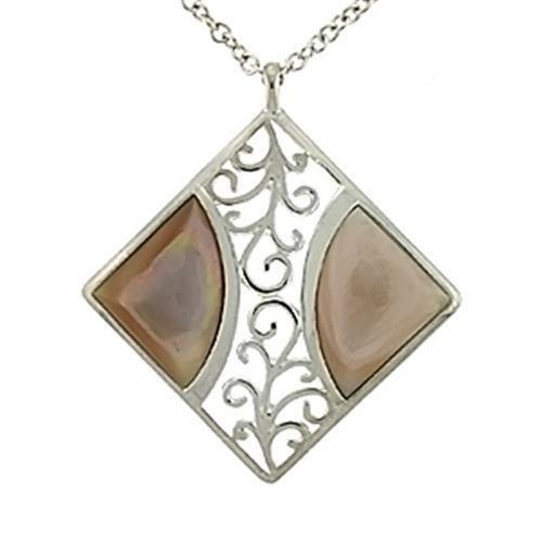 JCEA532 High-Polished 925 Sterling Silver Chain Pendant with Precious Stone Conch in Rose