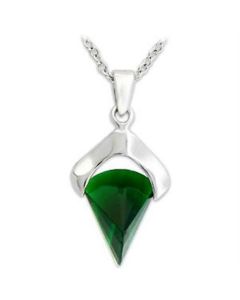 JCEA566 Silver 925 Sterling Silver Pendant with Synthetic Synthetic Glass in Emerald-Default Title