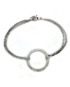 JCEAS1317 High polished (no plating) 925 Sterling Silver Bracelet with AAA Grade CZ  in Clear