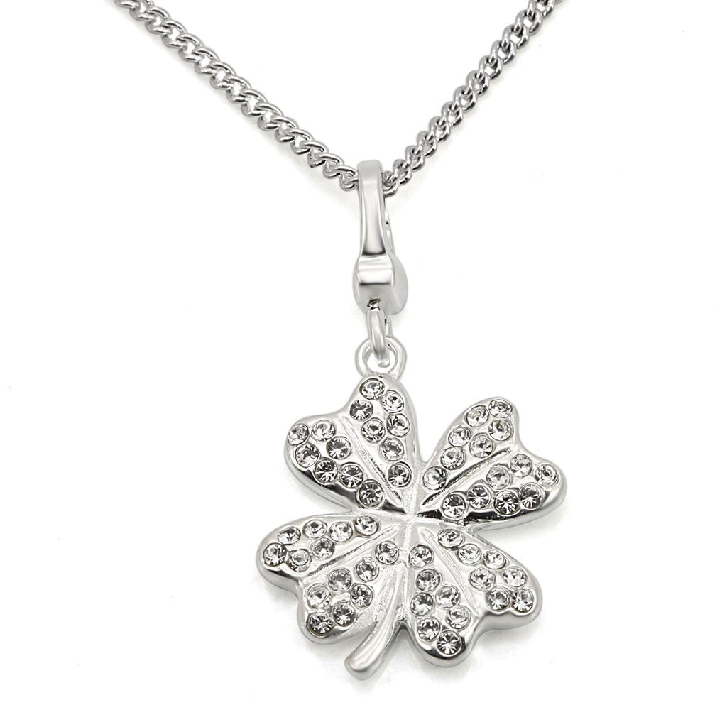 JCES425 Silver 925 Sterling Silver Chain Pendant with Top Grade Crystal  in Clear