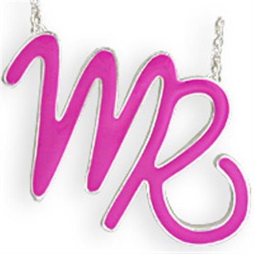 JCEK03PINK Silver Brass Chain Pendant with Epoxy  in Rose