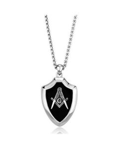 JCE2522 High polished (no plating) Stainless Steel Chain Pendant with Epoxy  in Jet