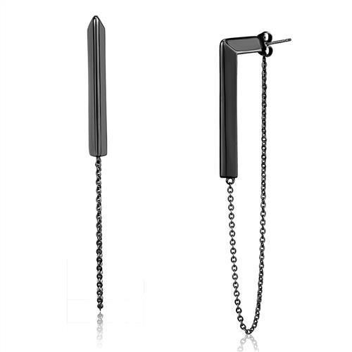 JCE2535 IP Light Black  (IP Gun) Stainless Steel Earrings with No Stone