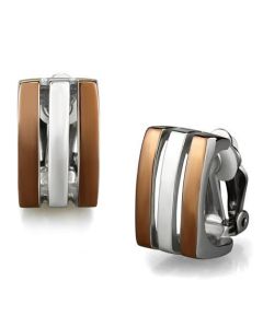 JCE2542 Two Tone IP Light Brown (IP Light coffee) Stainless Steel Earrings with No Stone
