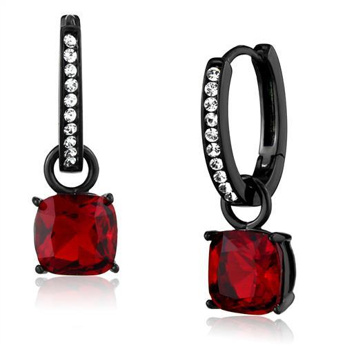 JCE2626 IP Black(Ion Plating) Stainless Steel Earrings with Synthetic Synthetic Glass in Siam