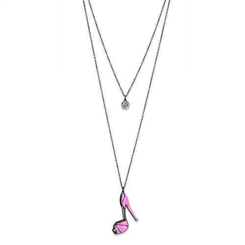 JCE2703 IP Light Black  (IP Gun) Stainless Steel Chain Pendant with Top Grade Crystal  in Clear