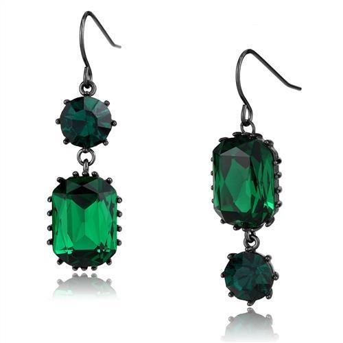 JCE2817 IP Dark Brown (IP coffee) Stainless Steel Earrings with Top Grade Crystal  in Emerald