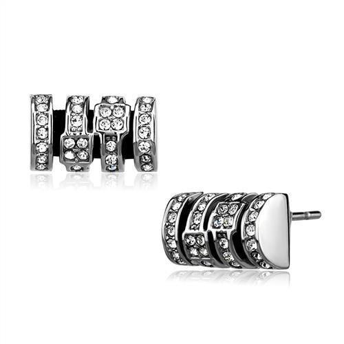JCE2849 High polished (no plating) Stainless Steel Earrings with Top Grade Crystal  in Clear