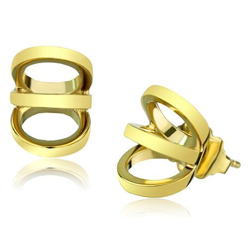 JCE2952 IP Gold(Ion Plating) Stainless Steel Earrings with No Stone