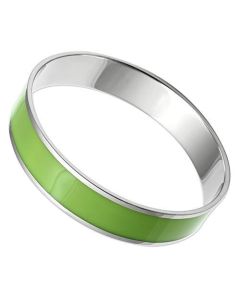 JCE531 High polished (no plating) Stainless Steel Bangle with Epoxy  in Emerald