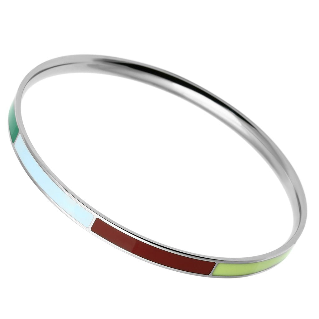 JCE783 High polished (no plating) Stainless Steel Bangle with Epoxy  in Multi Color