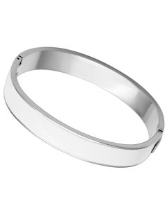 JCE789 High polished (no plating) Stainless Steel Bangle with Epoxy  in White