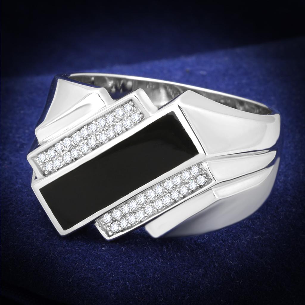 JCE218 Rhodium 925 Sterling Silver Ring with AAA Grade CZ  in Clear