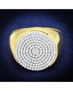 JCE238 Gold+Rhodium 925 Sterling Silver Ring with AAA Grade CZ  in Clear