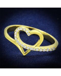 JCE308 Gold 925 Sterling Silver Ring with AAA Grade CZ  in Clear