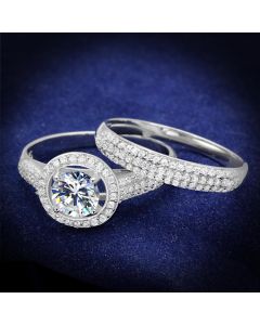 JCE331 Rhodium 925 Sterling Silver Ring with AAA Grade CZ  in Clear