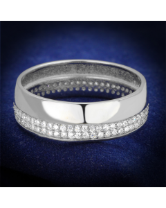 JCE375 Rhodium 925 Sterling Silver Ring with AAA Grade CZ  in Clear