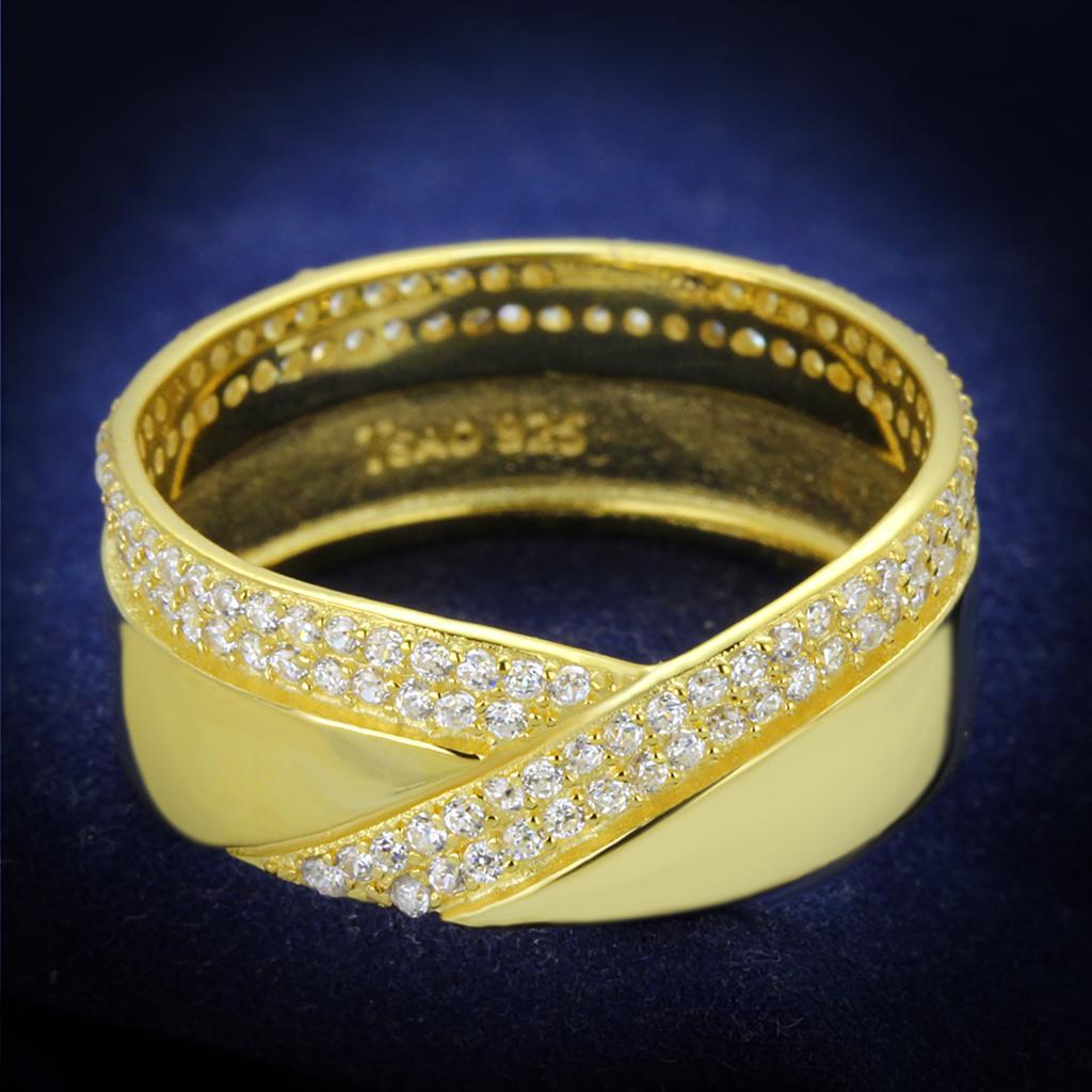 JCE380 Gold 925 Sterling Silver Ring with AAA Grade CZ  in Clear