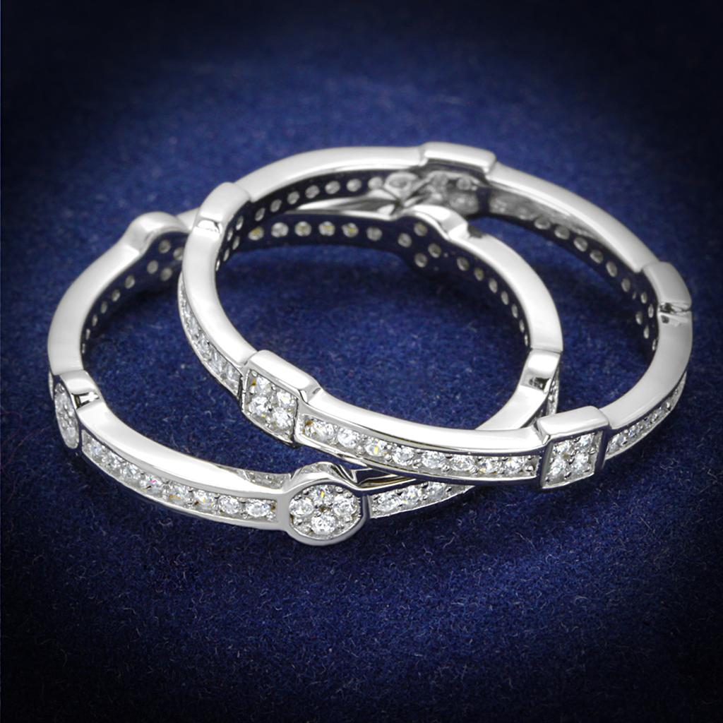 JCE503 Rhodium 925 Sterling Silver Ring with AAA Grade CZ  in Clear