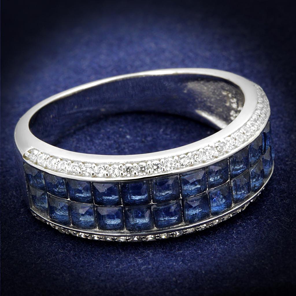JCE526 Rhodium 925 Sterling Silver Ring with Synthetic Synthetic Glass in Montana