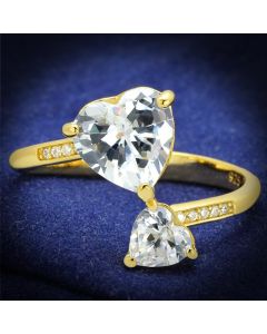 JCE555 Gold 925 Sterling Silver Ring with AAA Grade CZ  in Clear