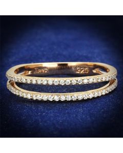 JCE588 Rose Gold 925 Sterling Silver Ring with AAA Grade CZ  in Clear