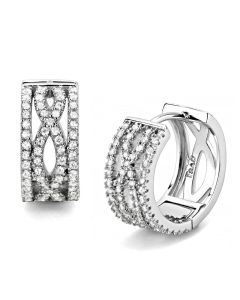 JCE617 Rhodium 925 Sterling Silver Earrings with AAA Grade CZ  in Clear