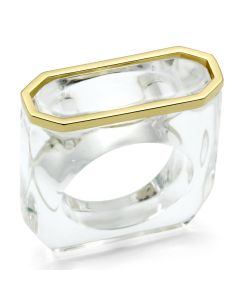 JCE016 Gold Brass Ring with Synthetic Synthetic Stone in Clear