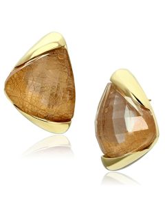 JCE076 IP Gold(Ion Plating) Brass Earrings with Synthetic Synthetic Stone in Orange