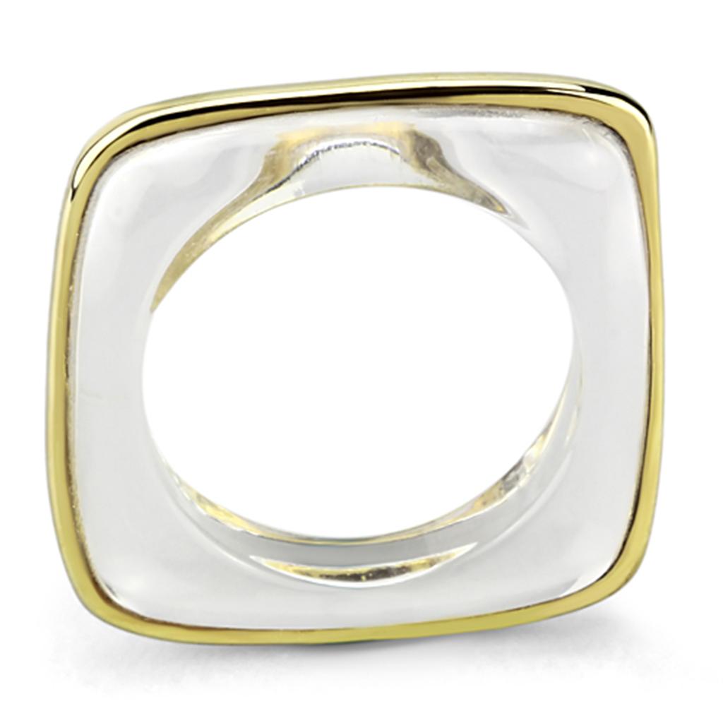 JCE081 IP Gold(Ion Plating) Brass Ring with Synthetic Synthetic Stone in Clear