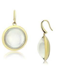 JCE102 IP Gold(Ion Plating) Brass Earrings with Synthetic Synthetic Stone in Clear