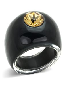 JCE115 Resin Ring with Top Grade Crystal  in Light Smoked